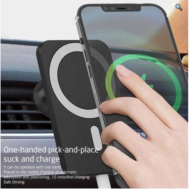 15W Qi Wireless MagSafe Magnetic Car Air Vent Mount Holder Black-Case & Gear - phoneguy.com.au-www.PhoneGuy.com.au