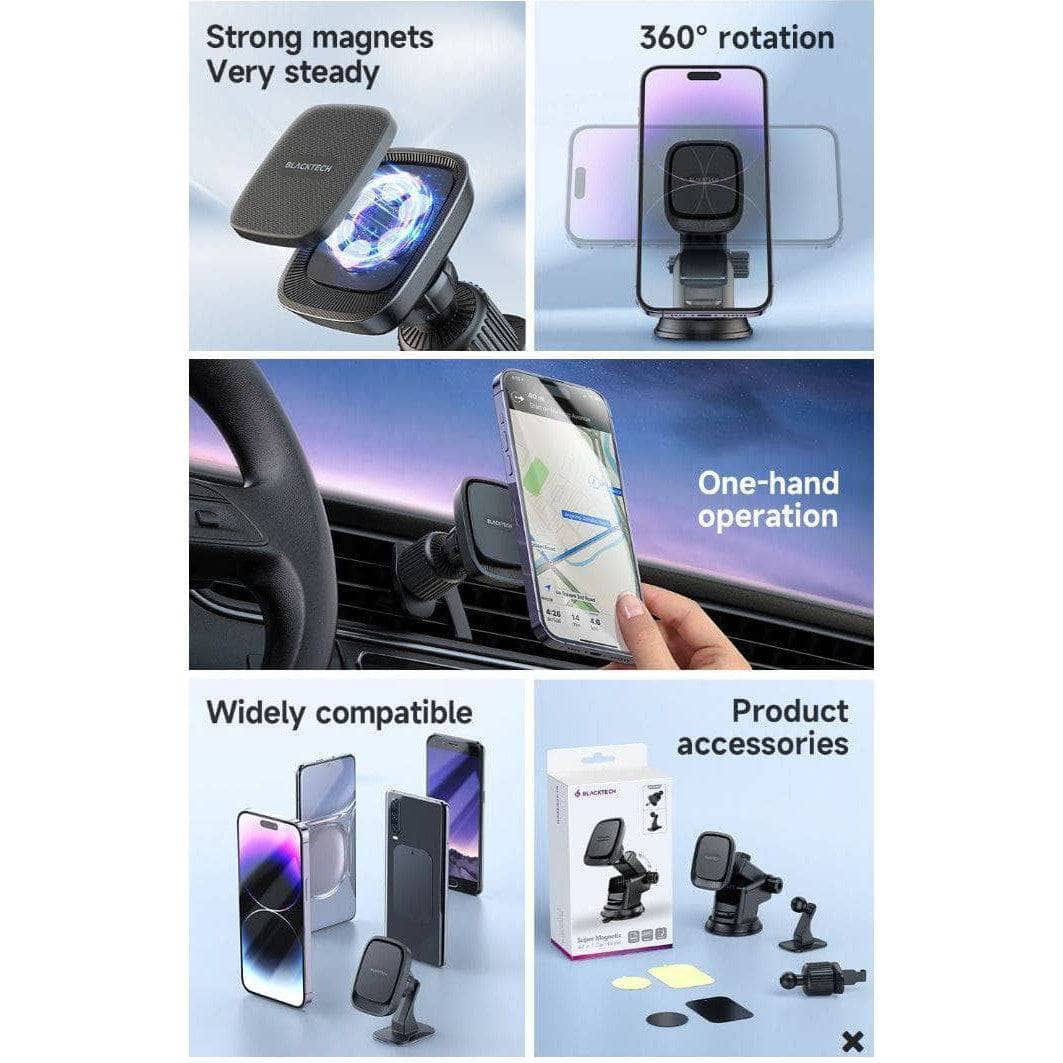 BLACKTECH BL-CH01 Super Magnetic All in 1 Car Holder - Black-Case & Gear - phoneguy.com.au-www.PhoneGuy.com.au