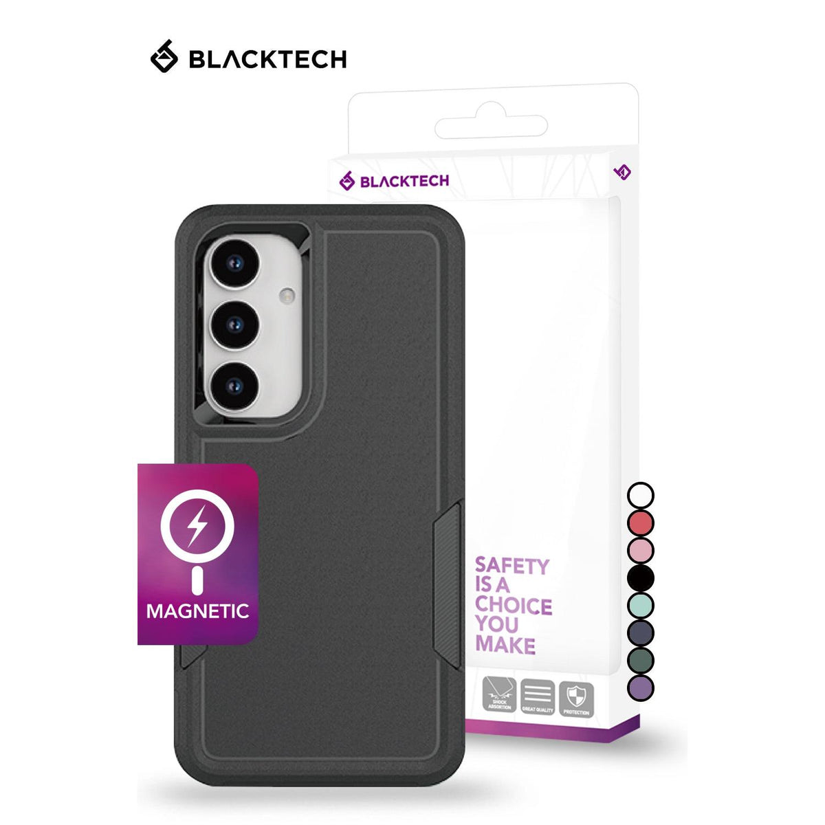 BLACKTECH Commuter Case for Samsung Galaxy S25 FE / S26 FE (MagSafe Compatible) - Black - Case & Gear - phoneguy.com.au