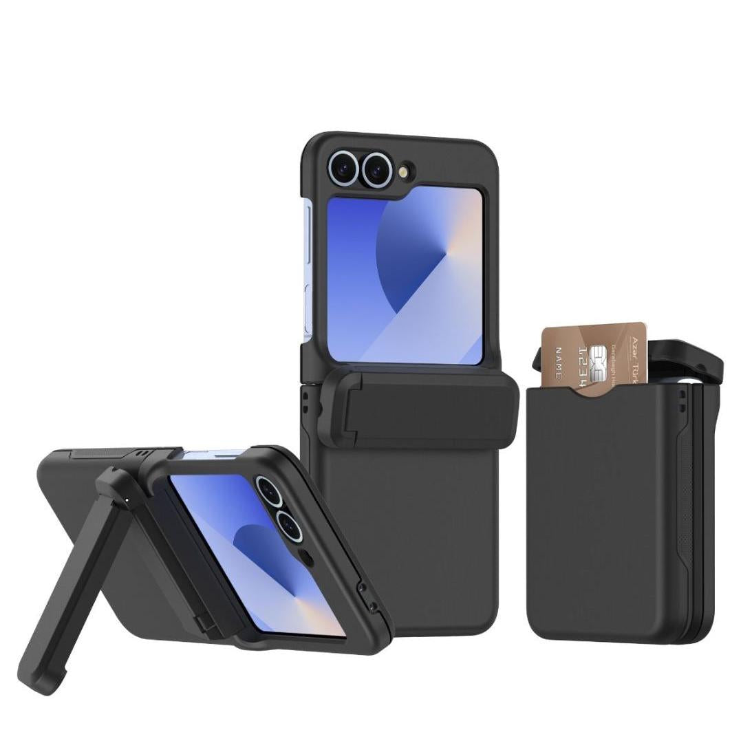 BLACKTECH ProCard KickStand Case for Samsung Galaxy Z Flip 7 - Black-Case & Gear - phoneguy.com.au-www.PhoneGuy.com.au