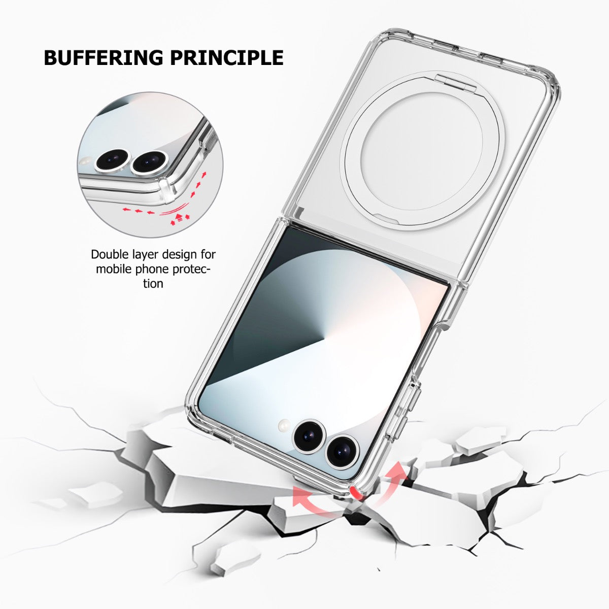 BLACKTECH Stay Clear Ring Case for Samsung Galaxy Z Flip 7 / Z Flip 8 (MagSafe Compatible) - Clear - Case & Gear - phoneguy.com.au