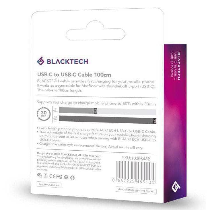 BLACKTECH USB-C To USB-C 65W Fast Charging Cable-Charging - Cables-Blacktech-www.PhoneGuy.com.au