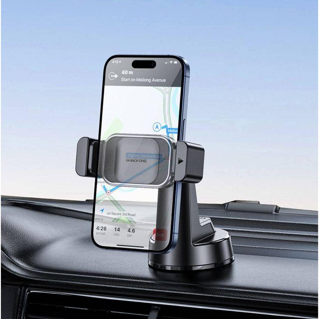 BOROFONE BH107 Ascend pull clip car holder(center console) - black-Case & Gear - phoneguy.com.au-www.PhoneGuy.com.au