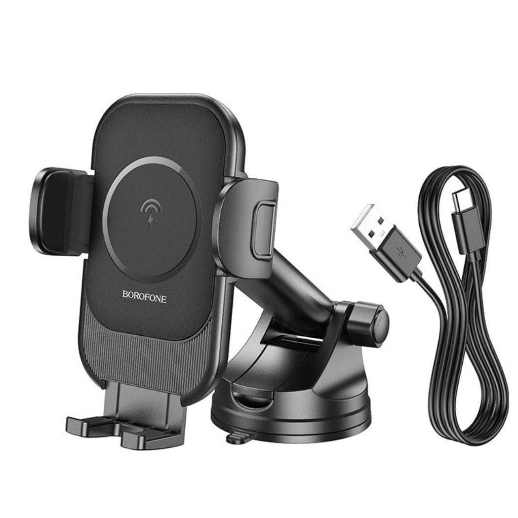 BOROFONE BH203 Blue Charm wireless fast charging car holder (center console) - black-Case & Gear - phoneguy.com.au-www.PhoneGuy.com.au