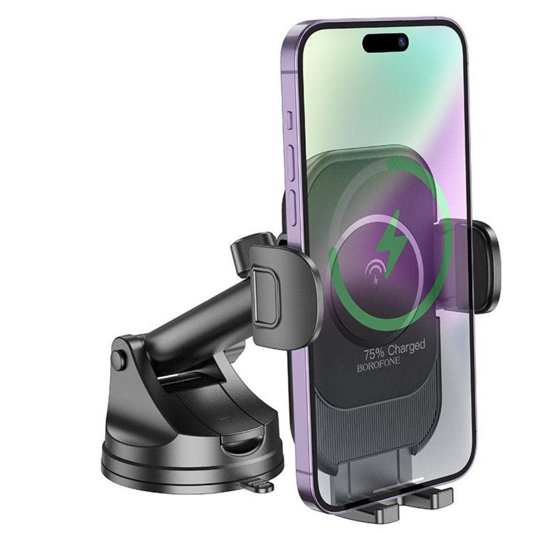 BOROFONE BH203 Blue Charm wireless fast charging car holder (center console) - black-Case & Gear - phoneguy.com.au-www.PhoneGuy.com.au