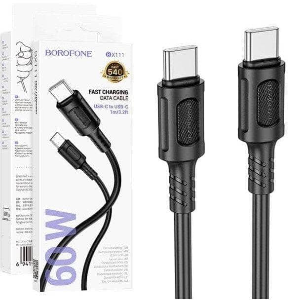 Borofone 60W PD USB Type C to Type C Fast Charging Data Sync Cable-Case & Gear - phoneguy.com.au-www.PhoneGuy.com.au