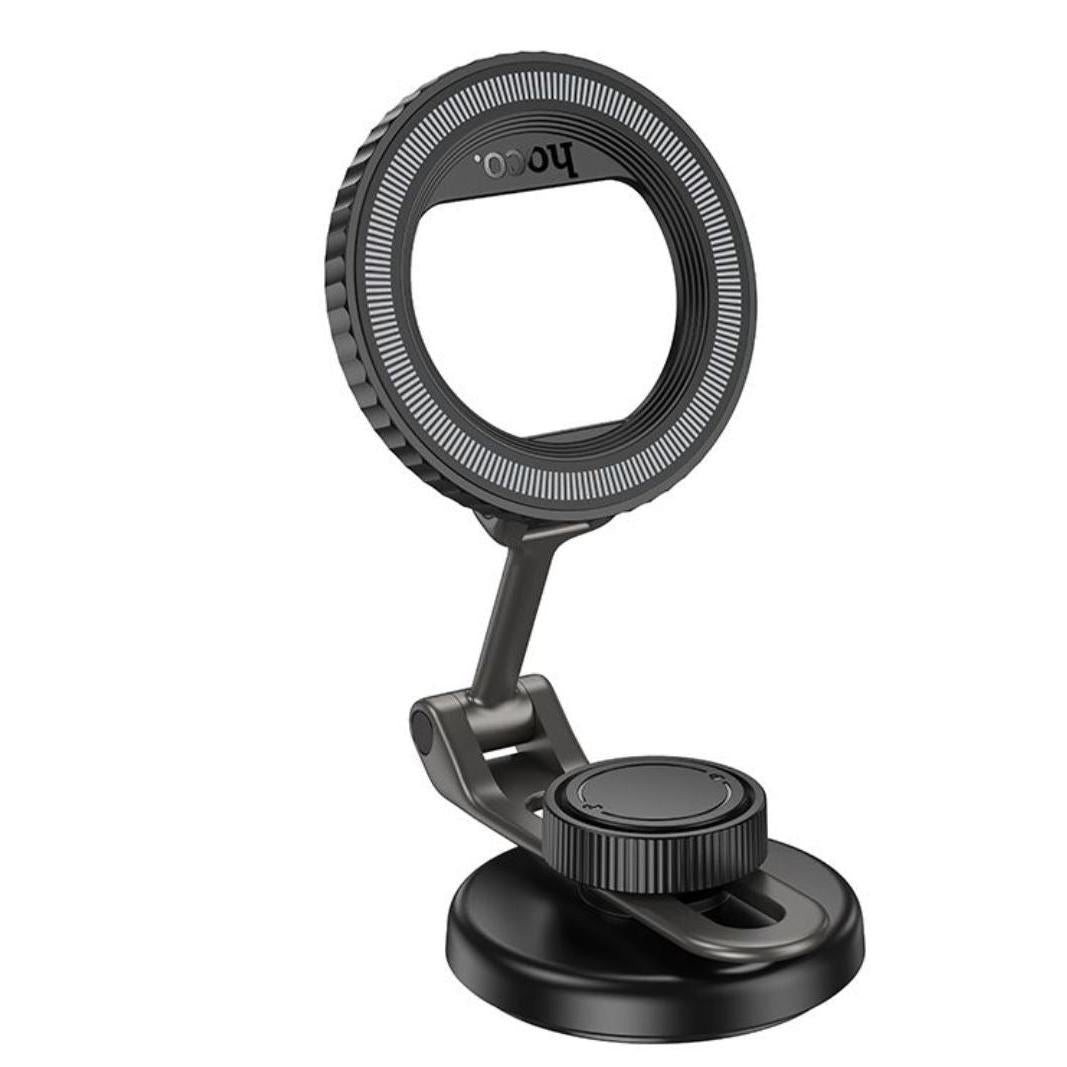 HOCO H77 folding magnetic ring car holder center console - black (MagSafe Compatible)-Case & Gear - phoneguy.com.au-www.PhoneGuy.com.au