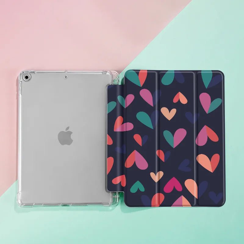 Heart Case For iPad10th/ 9th/ 8th/ 7th Generation 10.9 10.2 inch Case MiNi 4/5/6 Cover Pencil Holder-Tablet Case-Generic-www.PhoneGuy.com.au