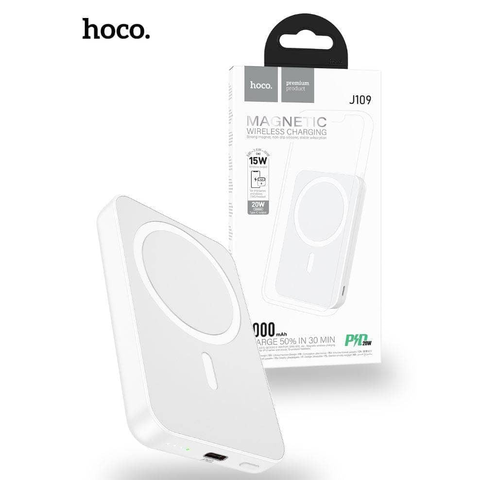 Hoco 15W PD20W 5000mAh Magnetic Wireless Charging Power Bank - White-Power bank-Hoco-www.PhoneGuy.com.au
