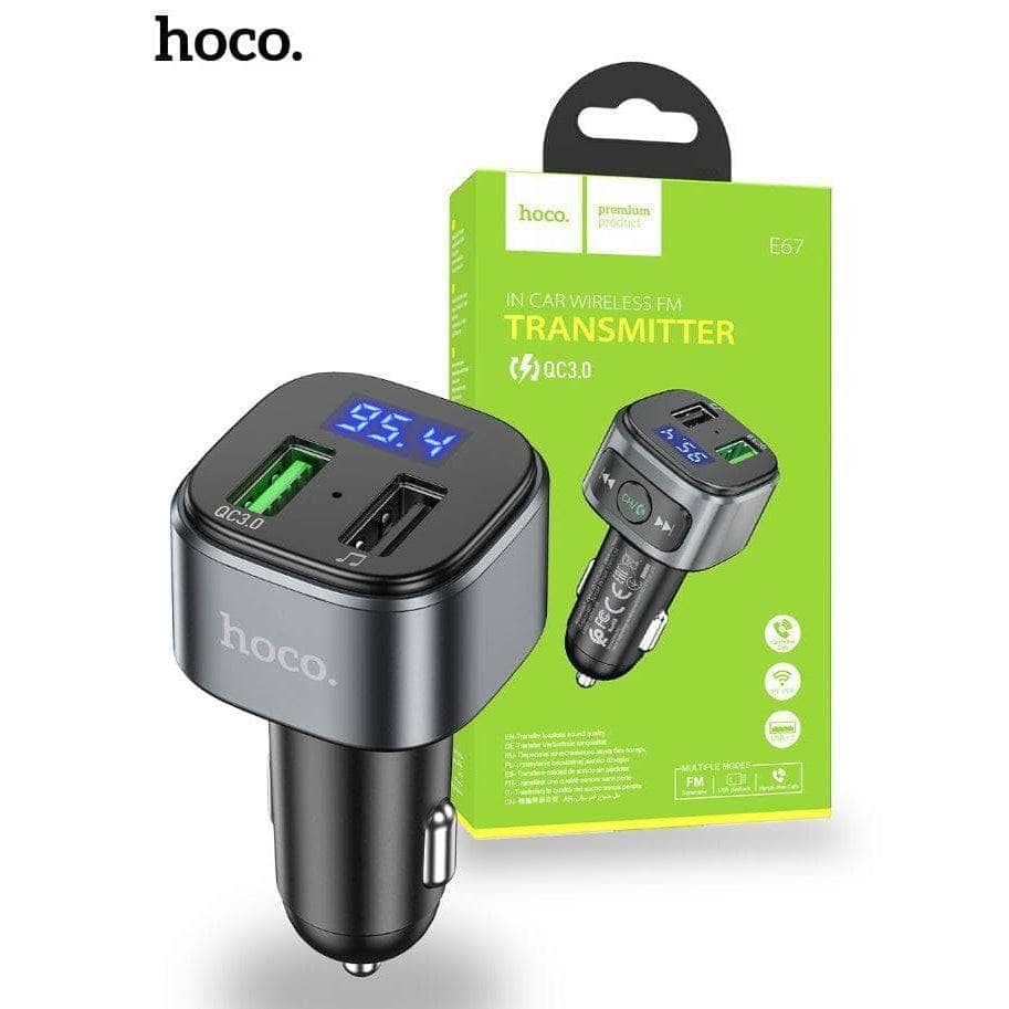 Hoco E67 QC3.0 Car Bluetooth MP3 FM Transmitter Charger - Black-bluetooth-Hoco-www.PhoneGuy.com.au