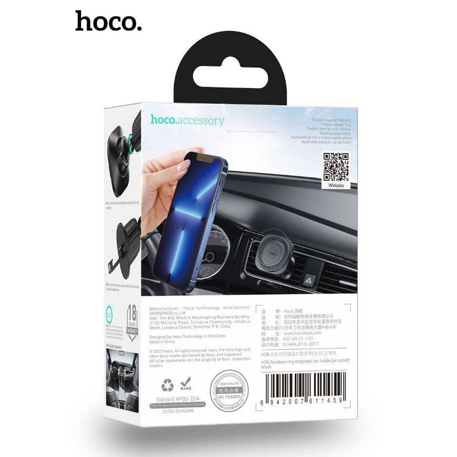 Hoco H28 Rainbow Ring Magsafe Magnetic Car Holder Air Outlet - Black-Case & Gear - phoneguy.com.au-www.PhoneGuy.com.au