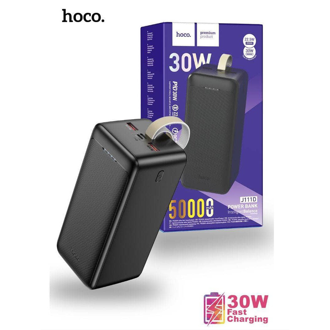 Hoco J111D 50000mAh PD30W Smart Charge Power Bank - Black-Case & Gear - phoneguy.com.au-www.PhoneGuy.com.au