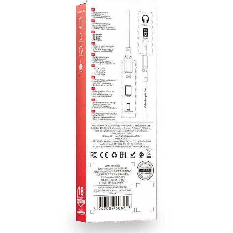 Hoco Lightning to 3.5mm Cable Black-Audio-Hoco-www.PhoneGuy.com.au