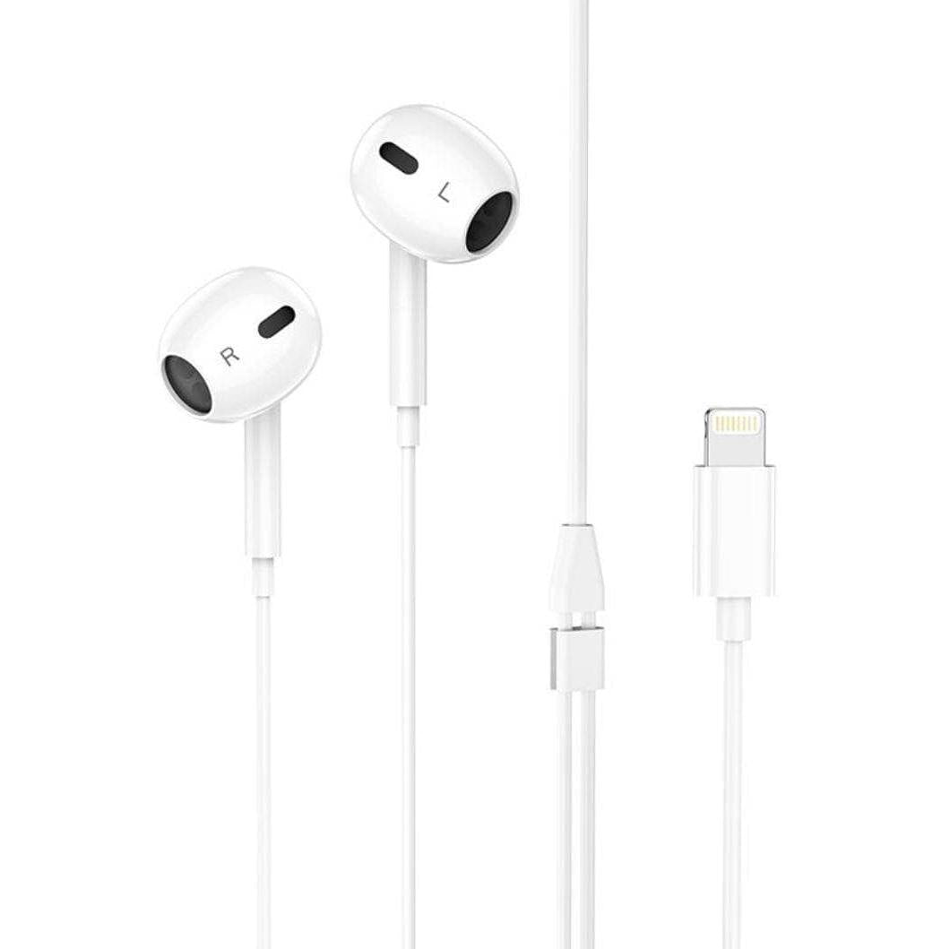 Hoco M1 Max Wired earphones for iPhone lightning connector with mic - white-Case & Gear - phoneguy.com.au-www.PhoneGuy.com.au