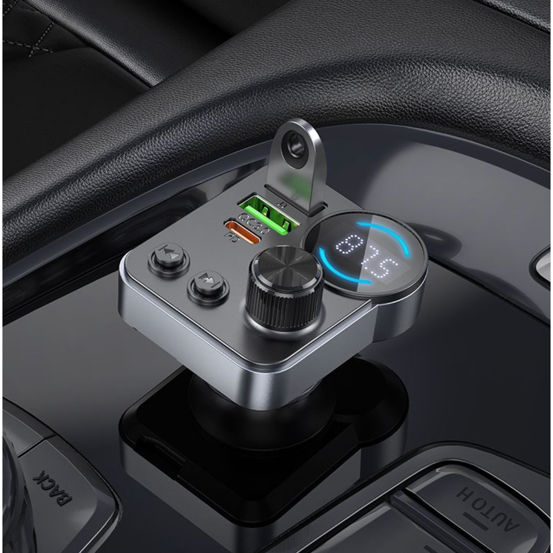 Hoco. E86 Alegria 48W dual port PD30W QC3.0 car BT FM transmitter - black-Case & Gear - phoneguy.com.au-www.PhoneGuy.com.au