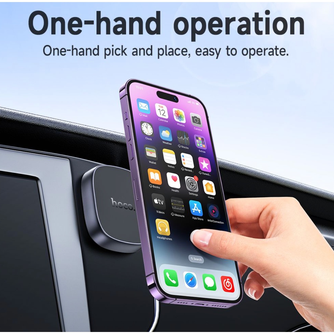 Hoco. H52 Ultimate magnetic car holder - deep space gray-Case & Gear - phoneguy.com.au-www.PhoneGuy.com.au