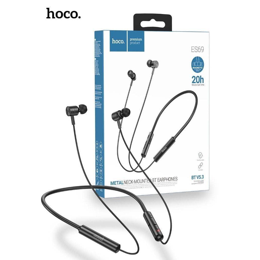 hoco ES69 Platinum Neck Mounted Bluetooth Earphones - Black-Case & Gear - phoneguy.com.au-www.PhoneGuy.com.au
