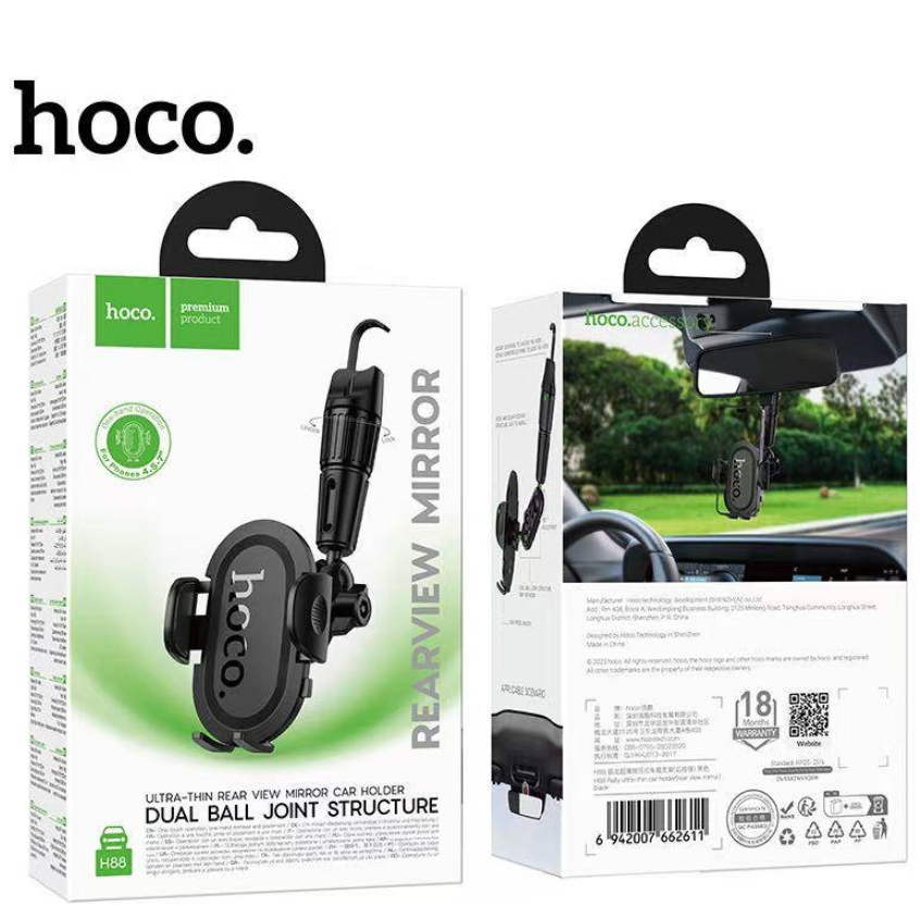 hoco. H88 Rally ultra-thin car holder(rear view mirror) - Black-Case & Gear - phoneguy.com.au-www.PhoneGuy.com.au