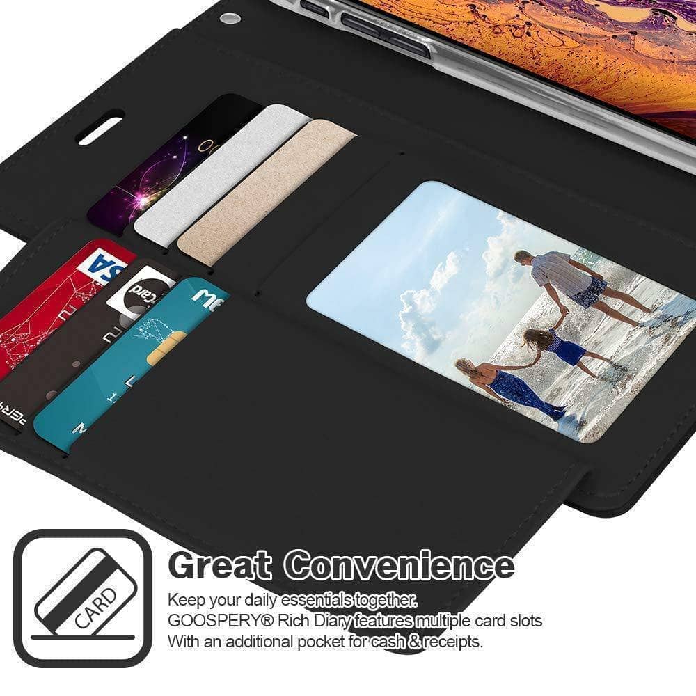 iPhone 11 Pro Goospery Rich Diary Extra Flip Wallet Case Cards Pockets Anti Shock-Phone Case-Goospery-www.PhoneGuy.com.au