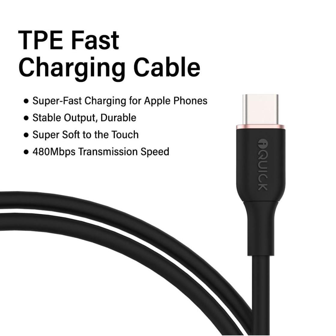 iQuick PowerWire 1 Series TPE Charging Data Cable Type-C to Type-C 3m-Case & Gear - phoneguy.com.au-www.PhoneGuy.com.au