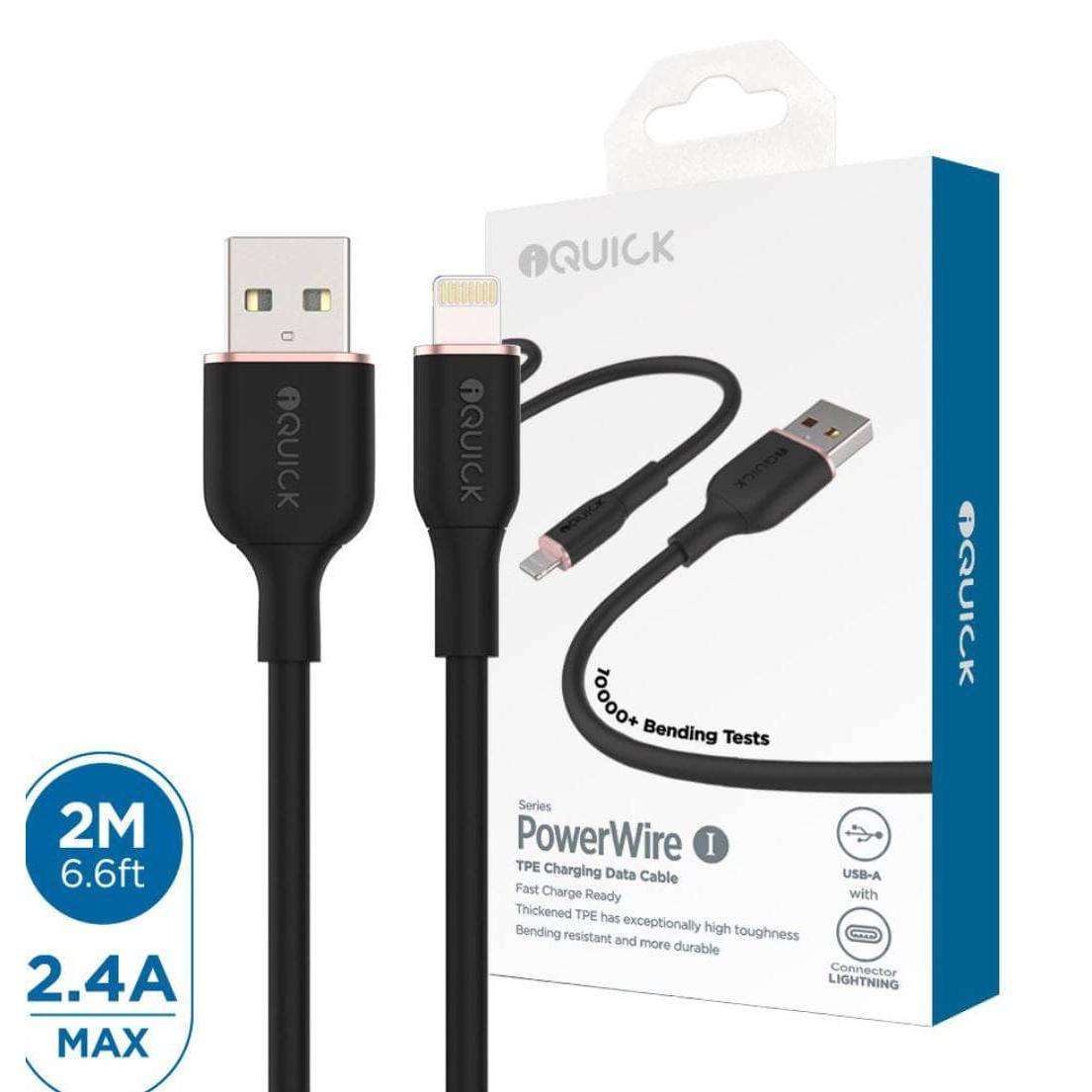 iQuick PowerWire I Series TPE Charging Data Cable USB to iPhone 2 meter-Case & Gear - phoneguy.com.au-www.PhoneGuy.com.au