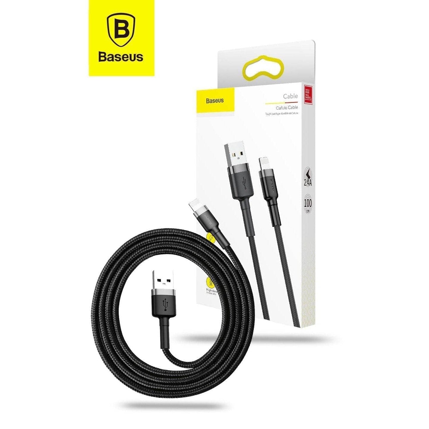 Baseus Cafule Tough Cable 1m 2m 3m Long (Grey Black)-Cable-Baseus-www.PhoneGuy.com.au