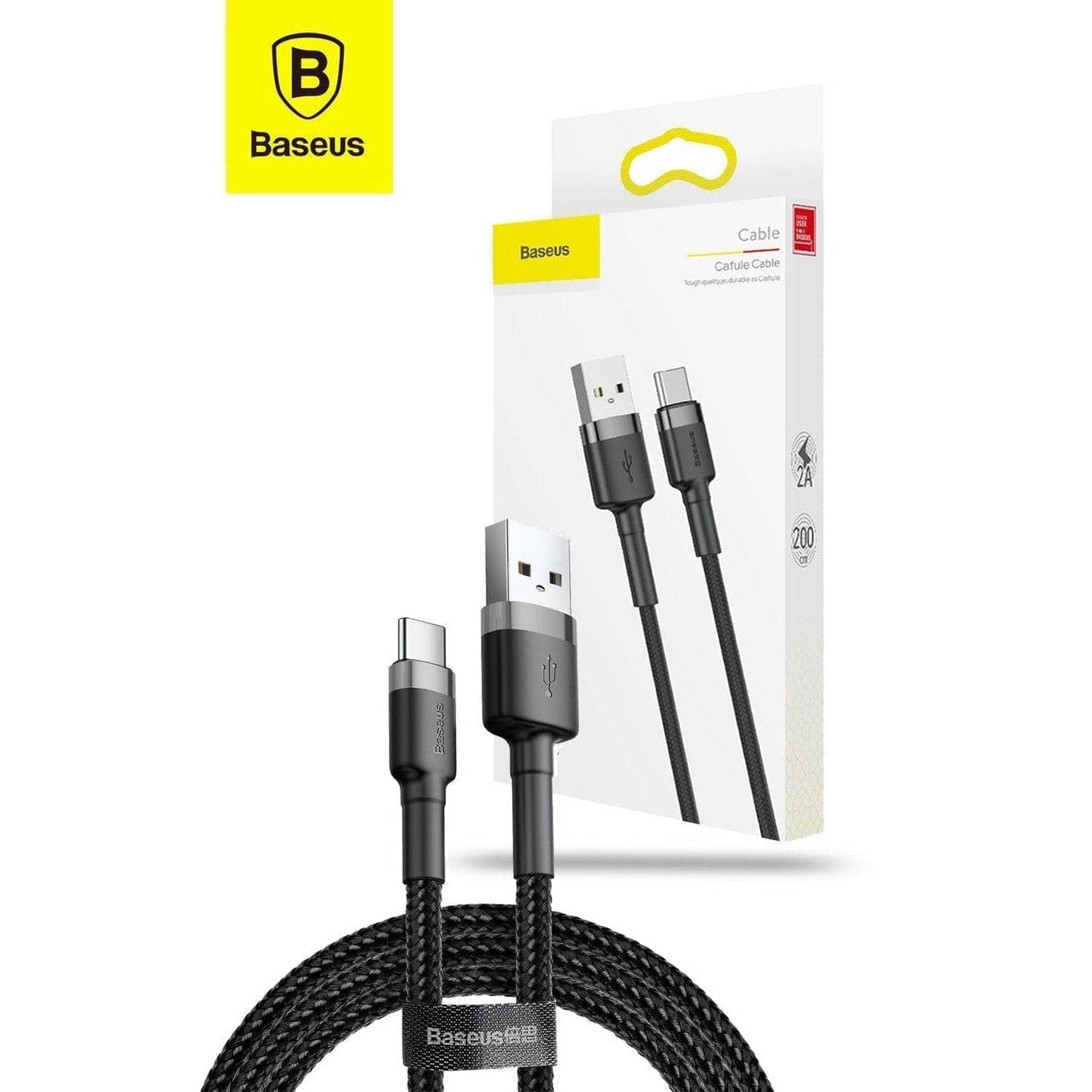 Baseus Cafule Tough Cable 1m 2m 3m Long (Grey Black)-Cable-Baseus-www.PhoneGuy.com.au