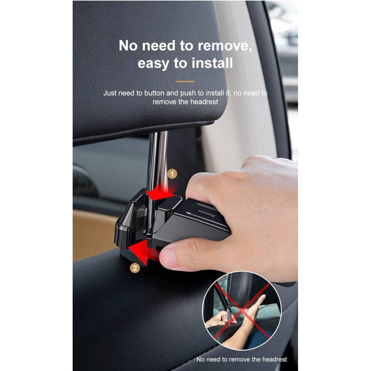 Baseus Car Phone Holder Headrest Hooks for iPhone Huawei Back Seat Hook Car Mount Holder Fastener Seat Back Organizer Bag Hanger-Mobile Phone Stands-Baseus-www.PhoneGuy.com.au