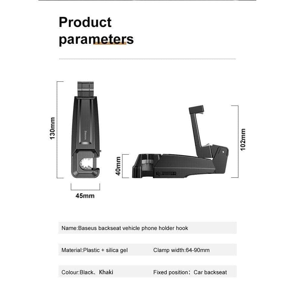 Baseus Car Phone Holder Headrest Hooks for iPhone Huawei Back Seat Hook Car Mount Holder Fastener Seat Back Organizer Bag Hanger-Mobile Phone Stands-Baseus-www.PhoneGuy.com.au