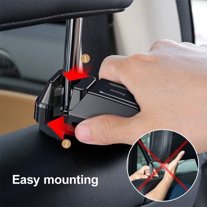 Baseus Car Phone Holder Headrest Hooks for iPhone Huawei Back Seat Hook Car Mount Holder Fastener Seat Back Organizer Bag Hanger-Mobile Phone Stands-Baseus-www.PhoneGuy.com.au