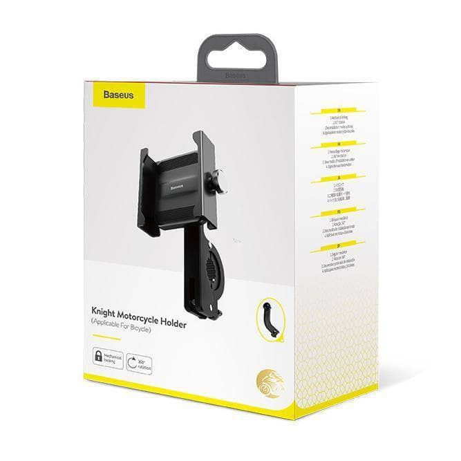 Baseus Motorcycle Bicycle Mount Aviation Alloy Mechanical Lock Secure Holder Black-Holders-Baseus-www.PhoneGuy.com.au