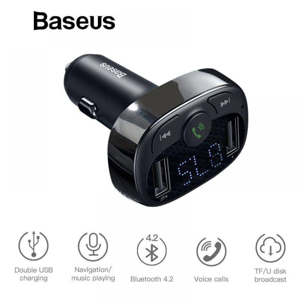 Baseus T Type S09A FM Transmitter MP3 Car Player Fast Charger Bluetooth Wireless Music-Audio-Baseus-www.PhoneGuy.com.au