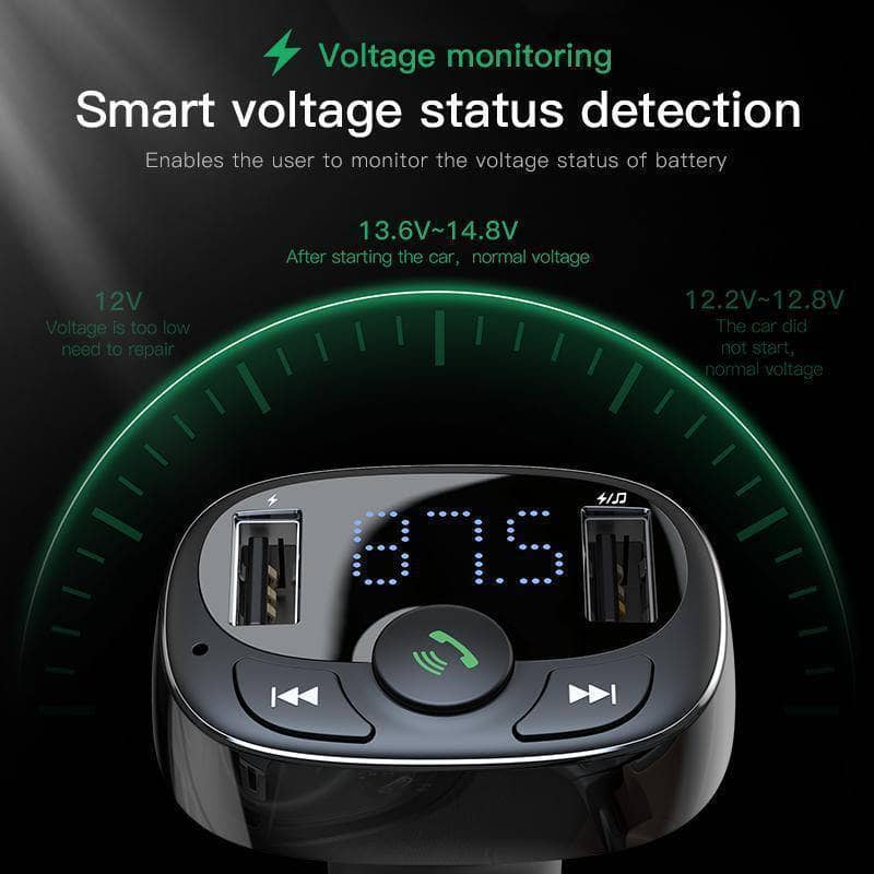 Baseus T Type S09A FM Transmitter MP3 Car Player Fast Charger Bluetooth Wireless Music-Audio-Baseus-www.PhoneGuy.com.au