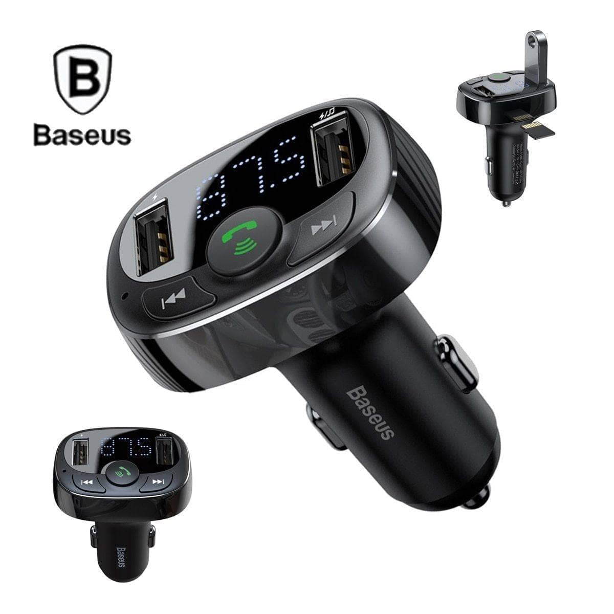 Baseus T Type S09A FM Transmitter MP3 Car Player Fast Charger Bluetooth Wireless Music-Audio-Baseus-www.PhoneGuy.com.au