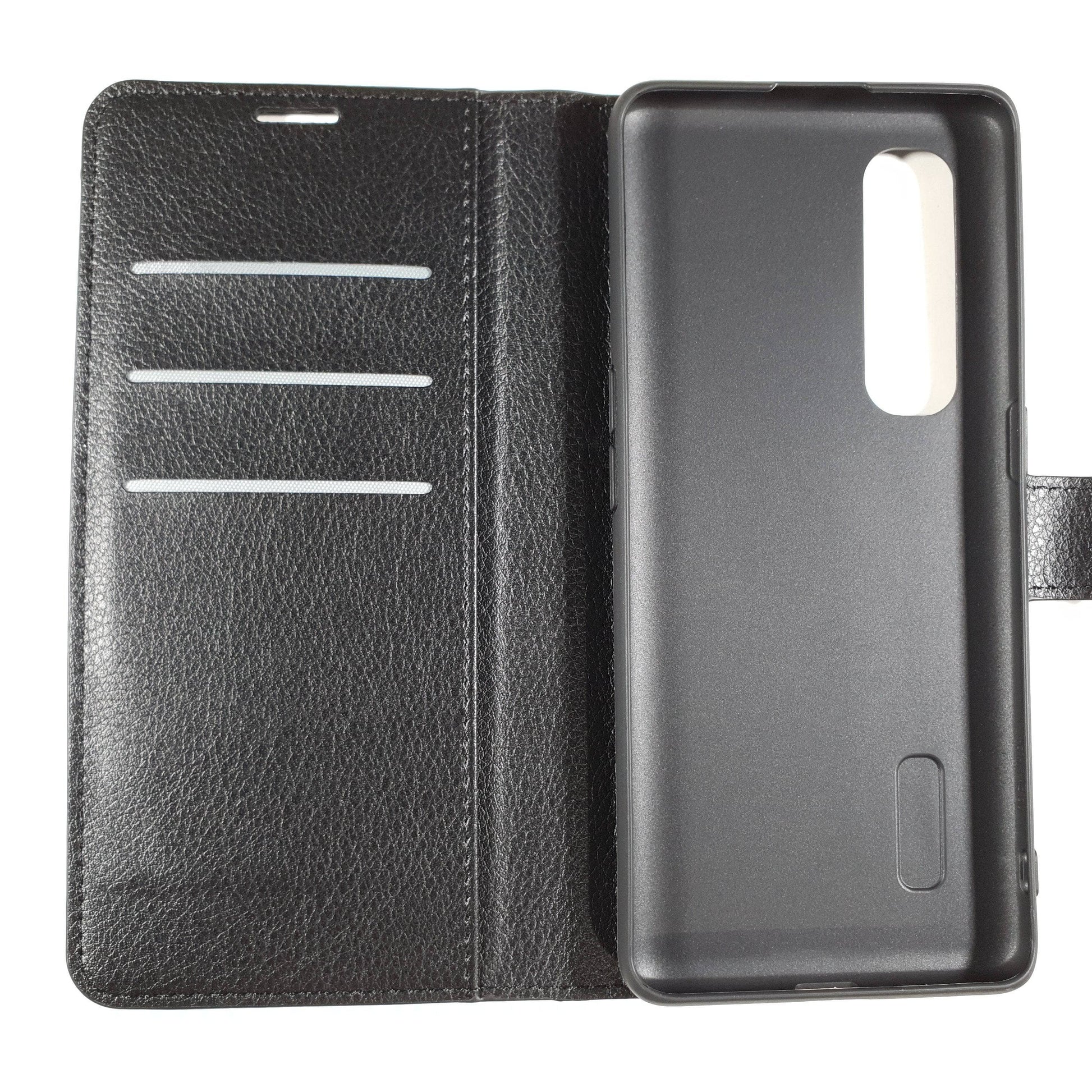 Blacktech Black Wallet Case Folio for OPPO Find X2 Pro NEO Lite with Pockets Cards-Phone Case-Blacktech-www.PhoneGuy.com.au