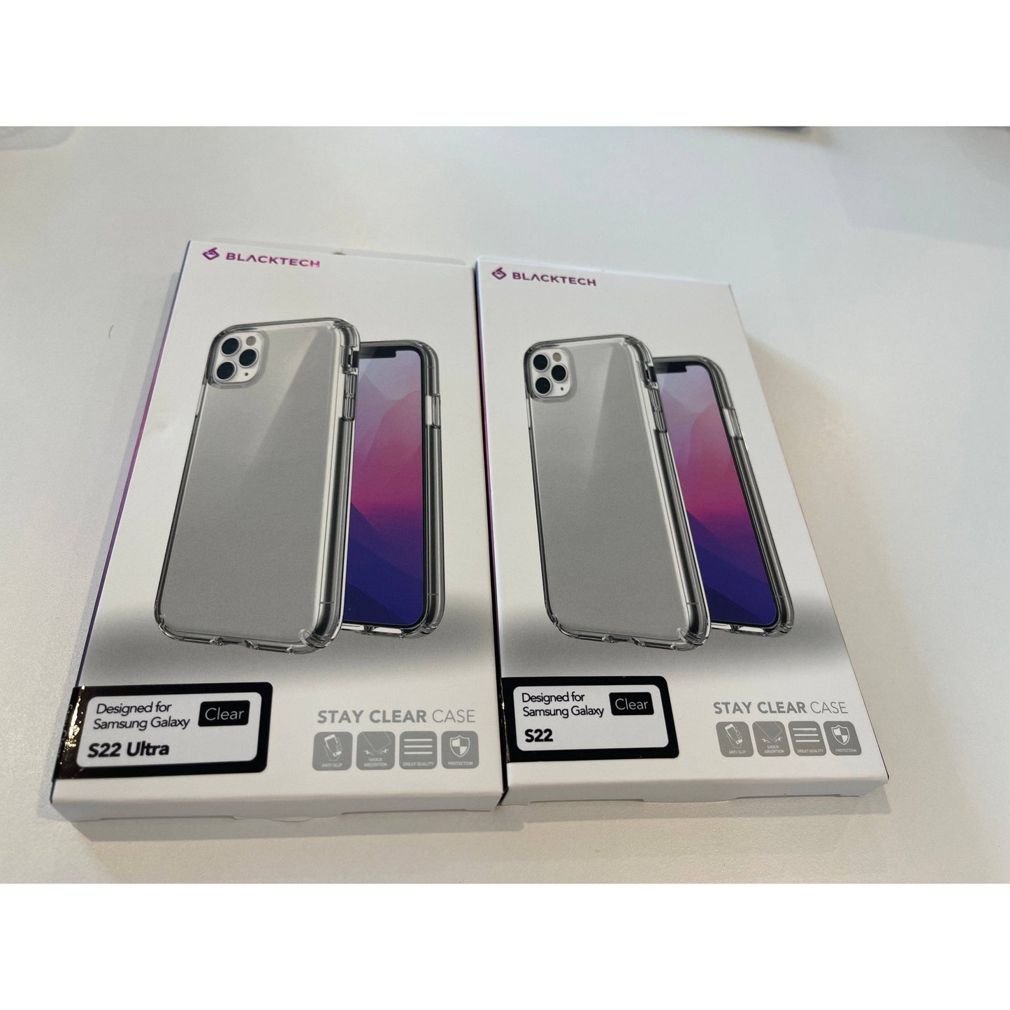 Blacktech Stay Clear Case for Samsung S22 Ultra S22+ S22 Clear Hard Back-Phone Case-BLACKTECH-www.PhoneGuy.com.au