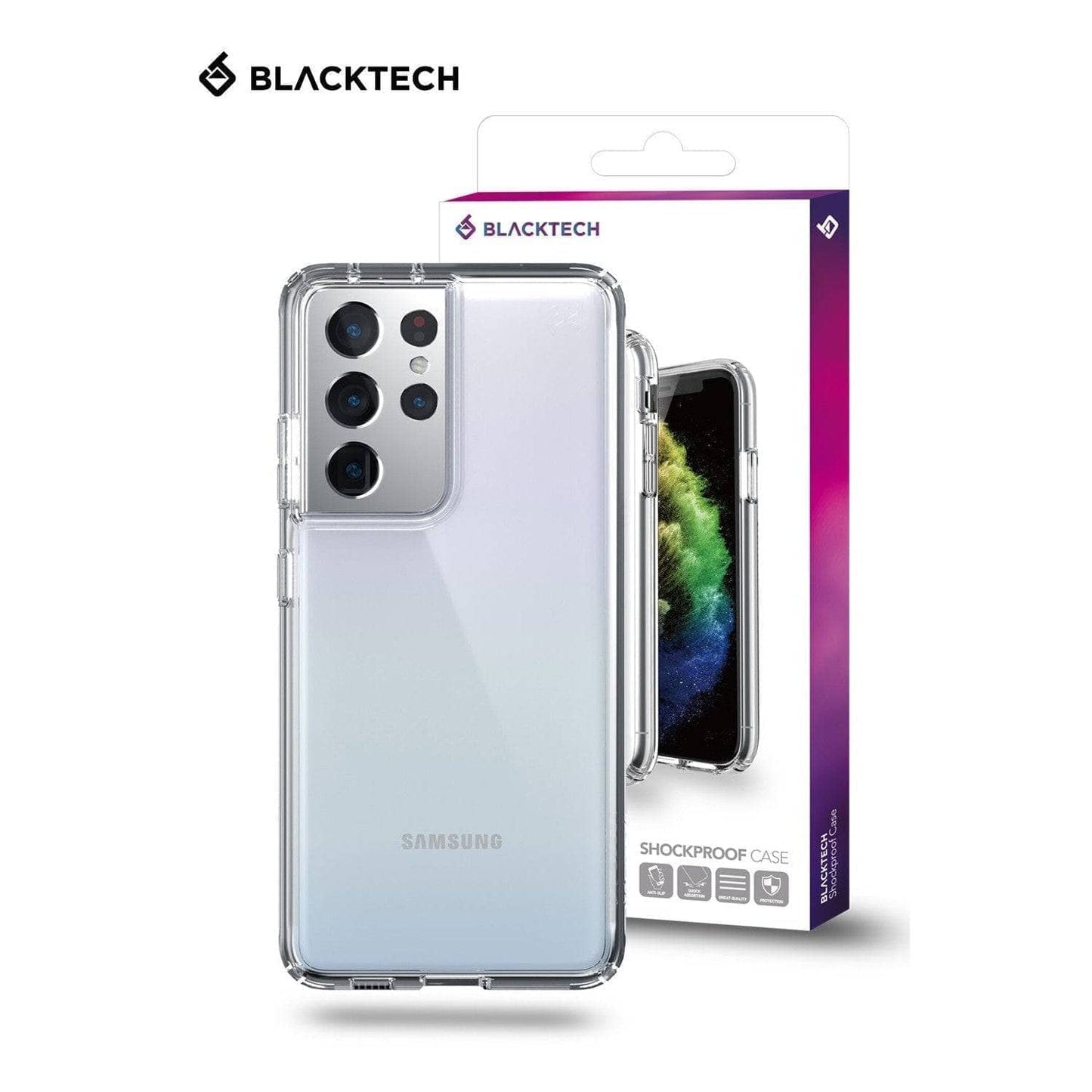 Blacktech Stay Clear Case for Samsung S22 Ultra S22+ S22 Clear Hard Back-Phone Case-BLACKTECH-www.PhoneGuy.com.au