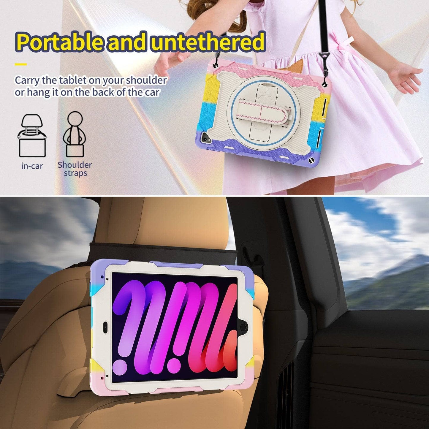 Case For iPad 9.7 2017 2018 Heavy Duty Shockproof Kids Cover For iPad Pro 9.7 inch 5th Generation Tablet Case Shoulder Strap-iPad Case-MASCOTS-www.PhoneGuy.com.au