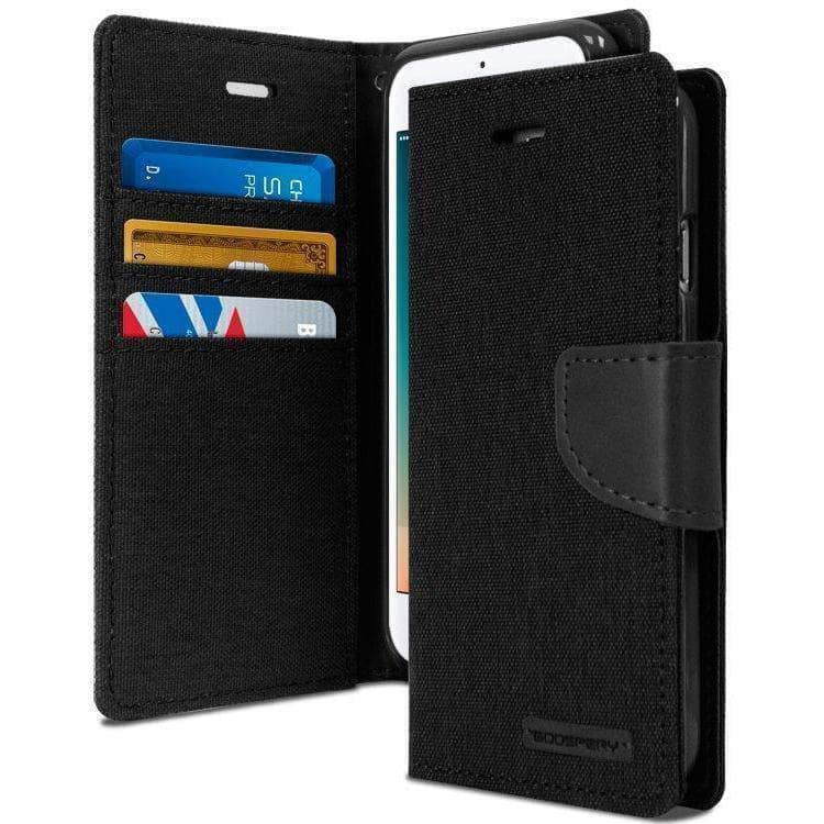 Denim Canvas Cover Leather Wallet Flip Card Case for iPhone 6S Plus/ 7/ 8 Plus-Phone Case-Goospery-www.PhoneGuy.com.au