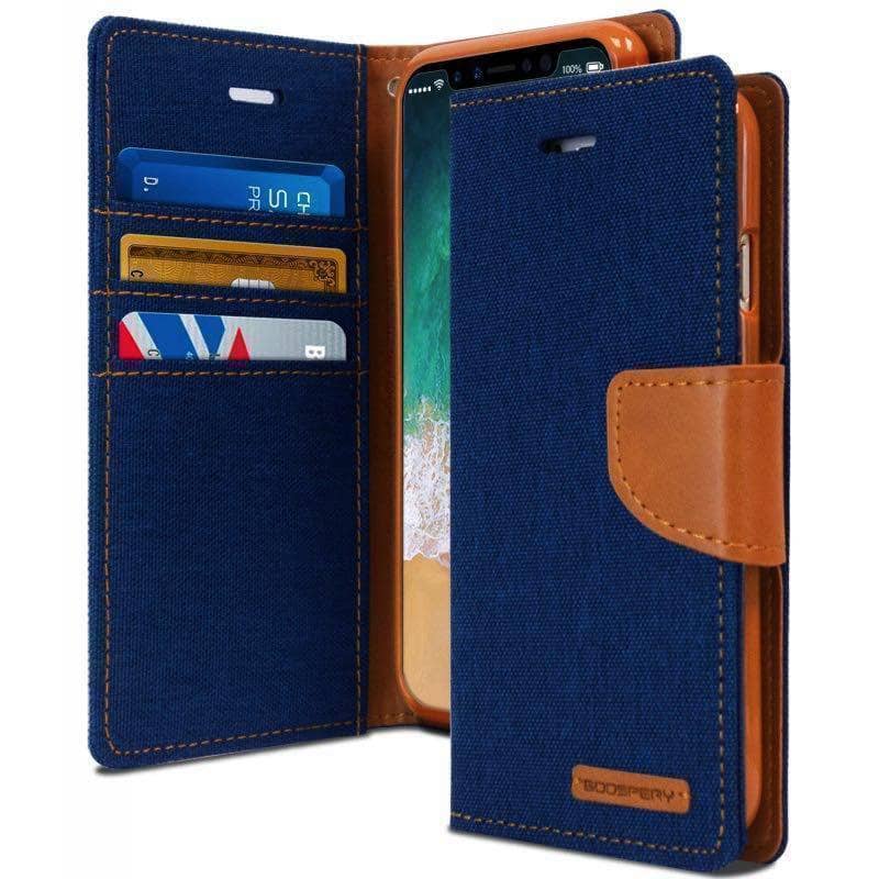 Denim Canvas Cover Leather Wallet Flip Card Case for iPhone 6S Plus/ 7/ 8 Plus-Phone Case-Goospery-www.PhoneGuy.com.au