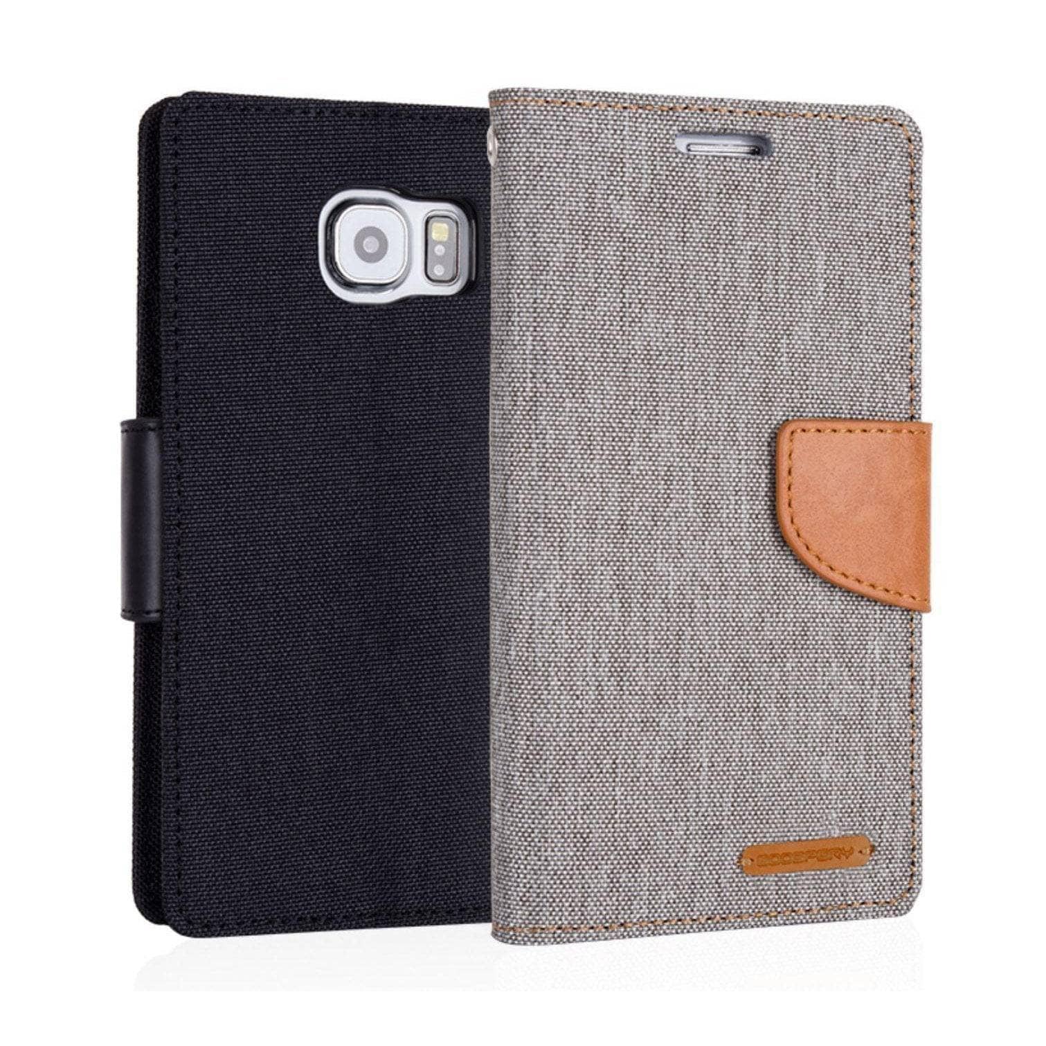 Denim Canvas Cover Leather Wallet Flip Card Case for iPhone 6S Plus/ 7/ 8 Plus-Phone Case-Goospery-www.PhoneGuy.com.au