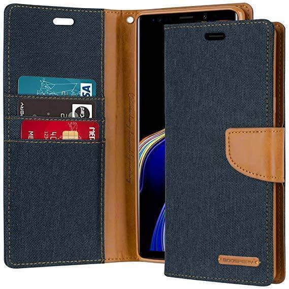 Denim Canvas Cover Leather Wallet Flip Card Case for iPhone 6S Plus/ 7/ 8 Plus-Phone Case-Goospery-www.PhoneGuy.com.au