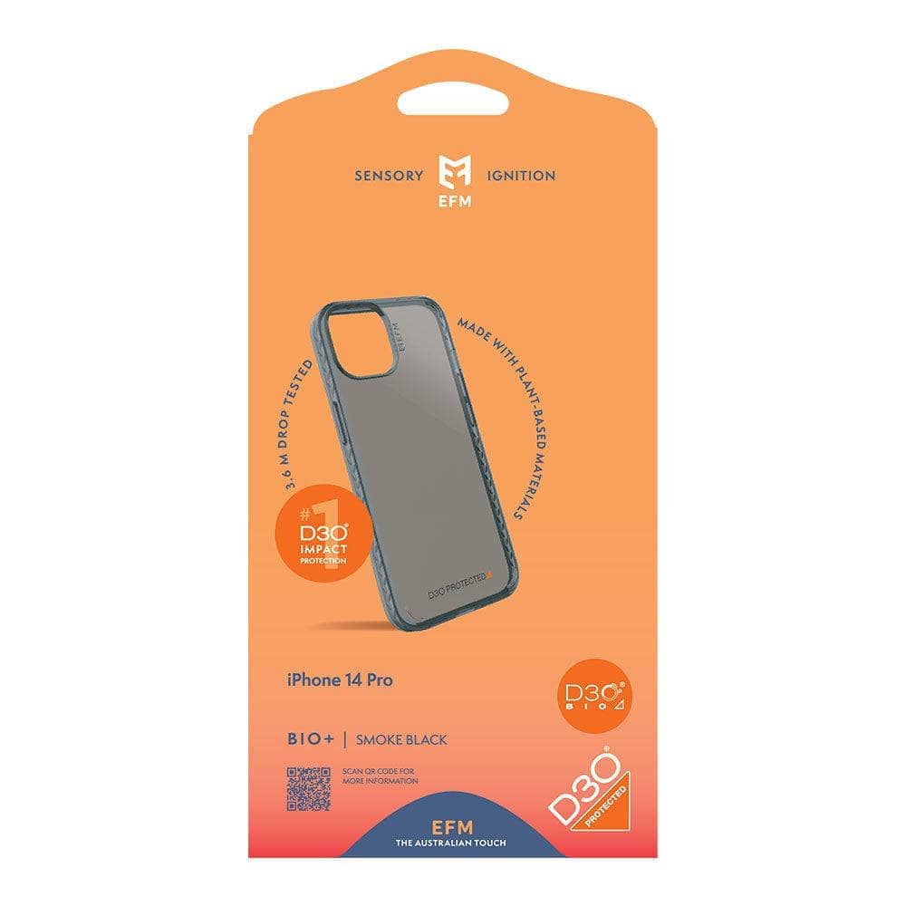 EFM Bio+ Case Armour with D3O Bio - For iPhone 14 Pro (6.1") Black / Grey-Cases - Cases-EFM-www.PhoneGuy.com.au