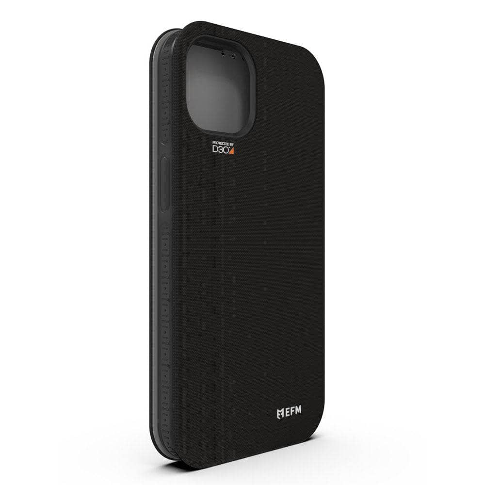 EFM Miami Leather Wallet Case Armour with D3O - For iPhone 13 (6.1") - Smoke Black-Cases - Wallets & Folios-EFM-www.PhoneGuy.com.au