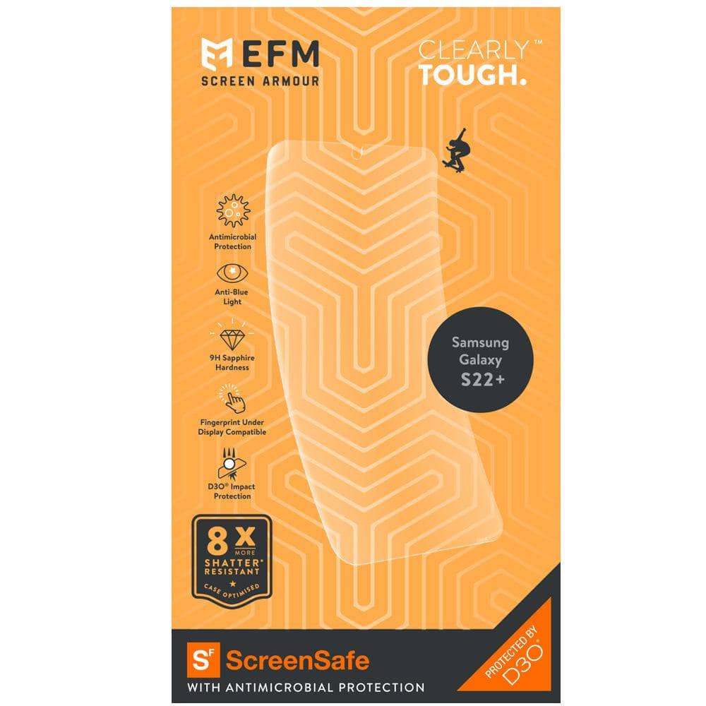 EFM ScreenSafe Film Screen Armour with D3O - For Samsung Galaxy S22+ (6.6) - Clear/Black Frame-Screen Guards - Mobile Devices-EFM-www.PhoneGuy.com.au
