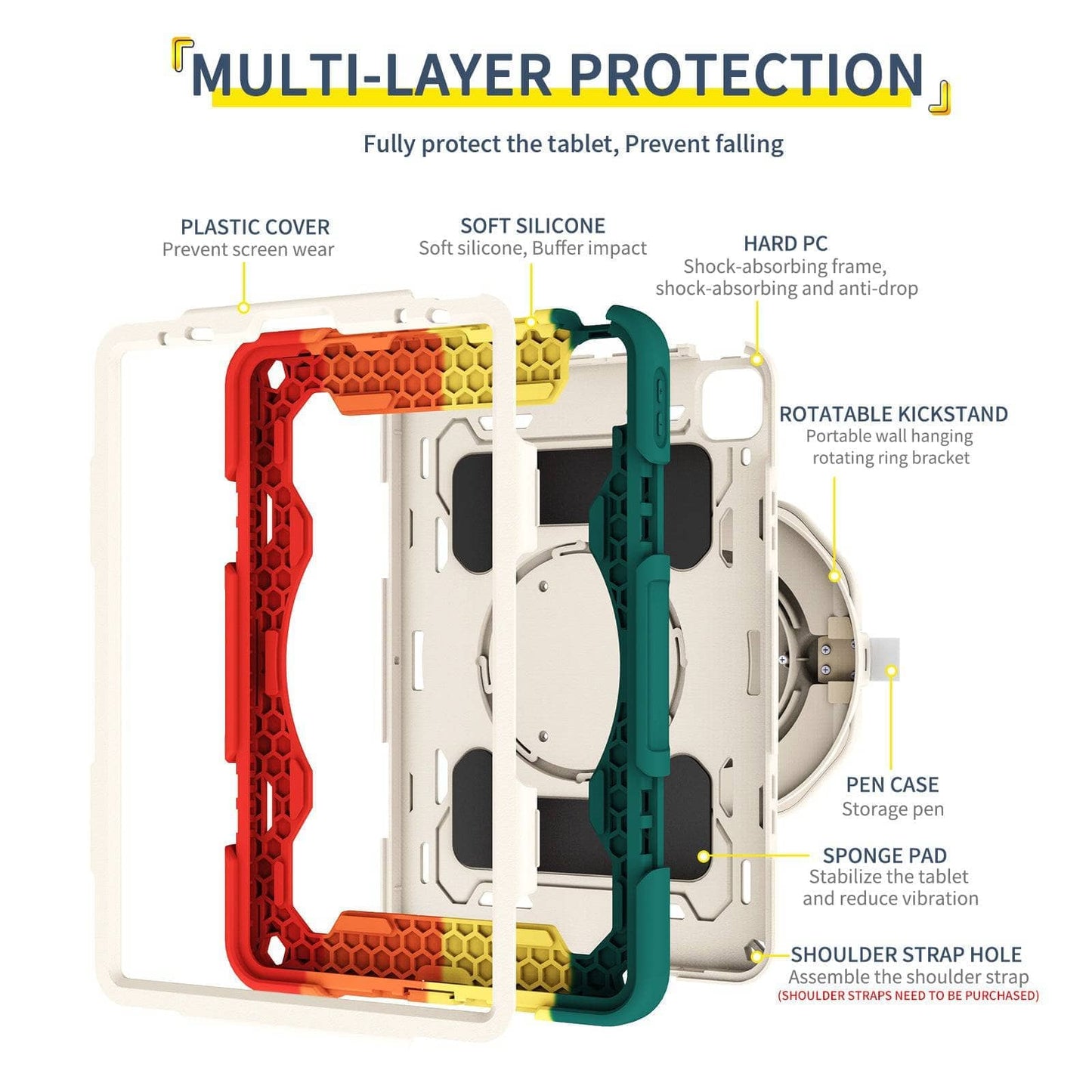 For iPad Pro 11 2021 Air 4 10.9 inch Case For iPad Air 5 2022 Heavy Duty Cover 360°Rotation Shockproof Kids Silicon Tablet Cover-iPad Case-iPadXERO-www.PhoneGuy.com.au