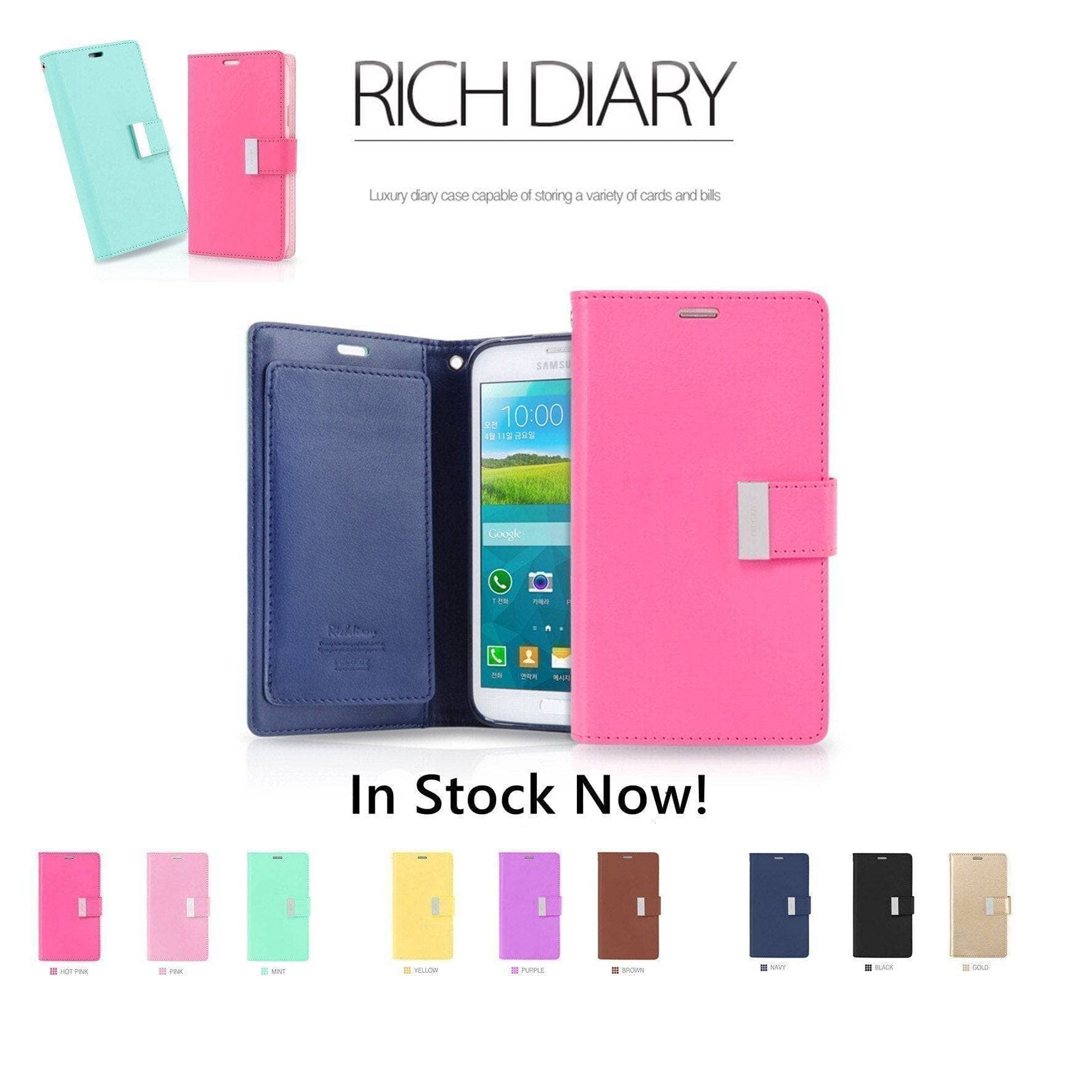 Goospery Rich Diary Folio Extra Flap Case for iPhone Xs Max/ XR/ iPhone 8 Plus-Phone Case-Goospery-www.PhoneGuy.com.au