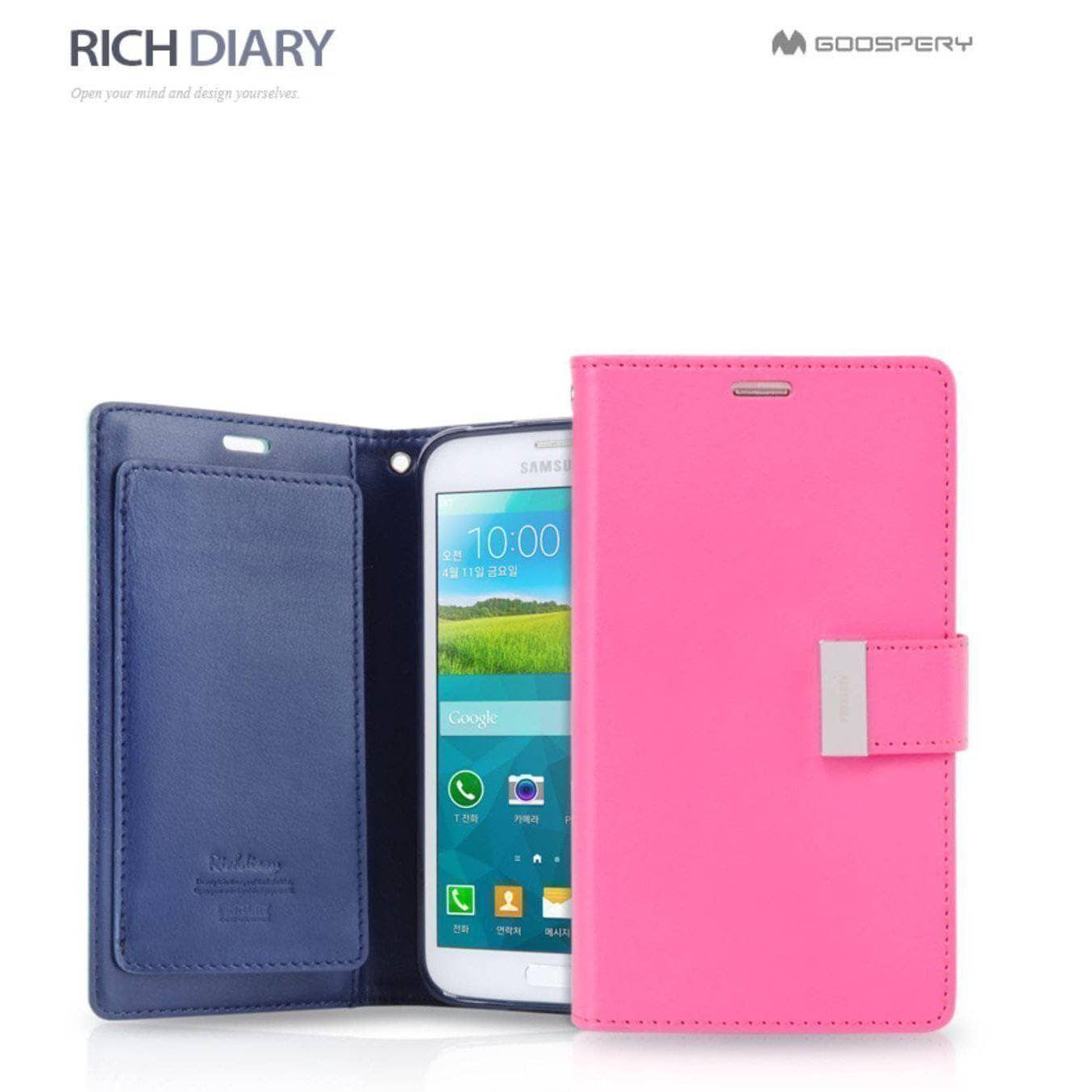 Goospery Rich Diary Folio Extra Flap Case for iPhone Xs Max/ XR/ iPhone 8 Plus-Phone Case-Goospery-www.PhoneGuy.com.au