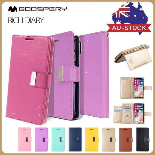 Goospery Rich Diary Folio Extra Flap Case for iPhone Xs Max/ XR/ iPhone 8 Plus-Phone Case-Goospery-www.PhoneGuy.com.au