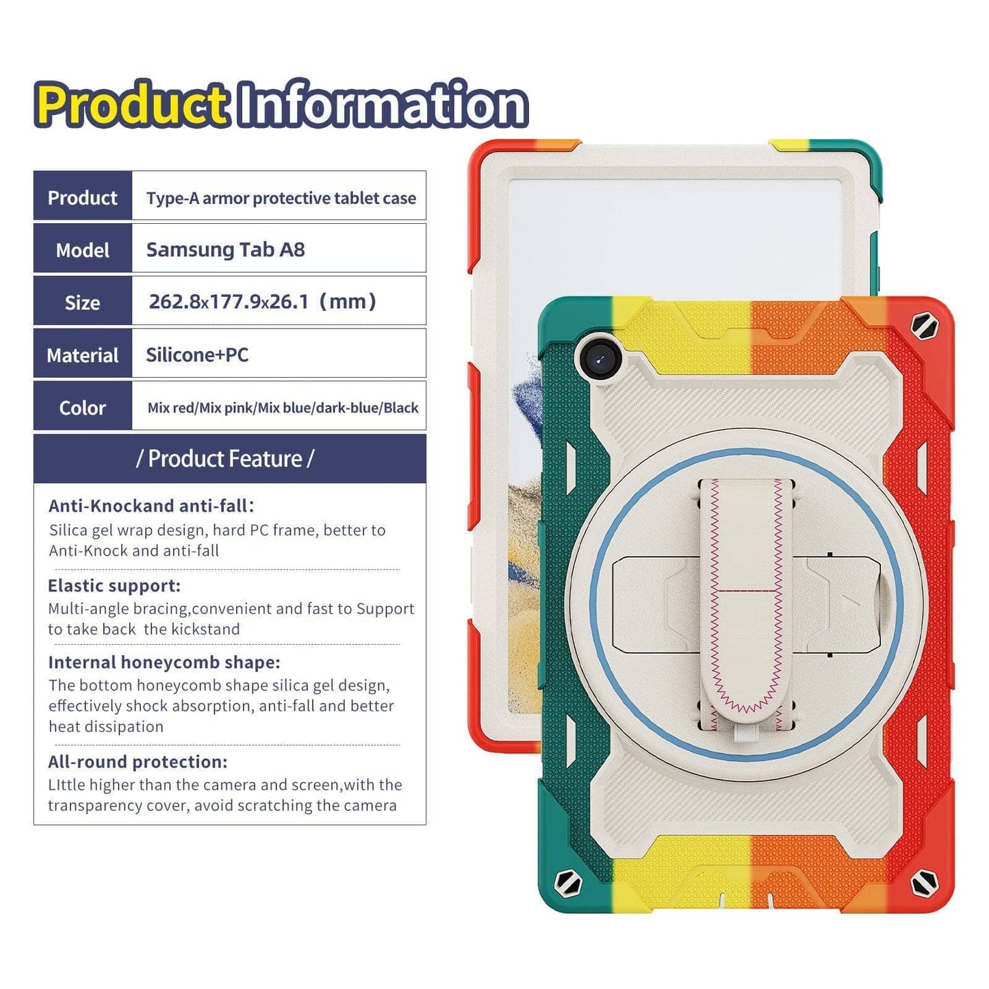 Heavy Duty Case For Samsung Galaxy Tab A8 10.5 inch 2021 X200 X205 Case Shock Proof Full Body Kids Children Safe Tablet Cover-Tablet Case-MASCOTS-www.PhoneGuy.com.au